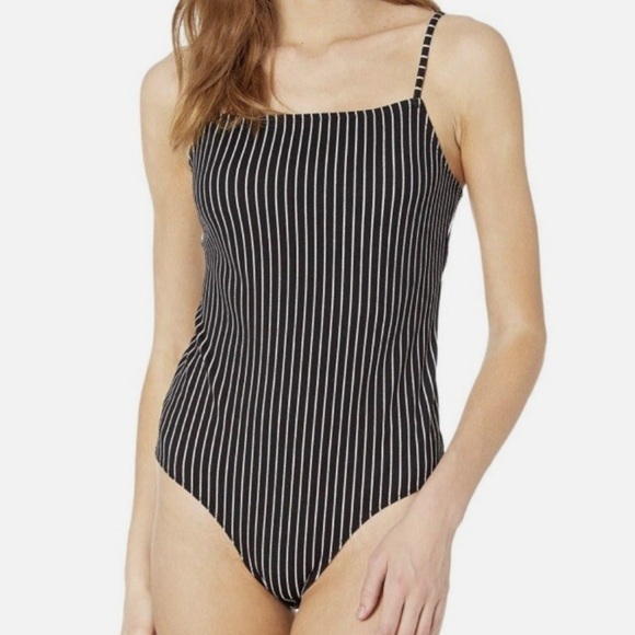 BCBGeneration Tops - BCBGeneration Womens Black Striped Bodysuit NWT Size M